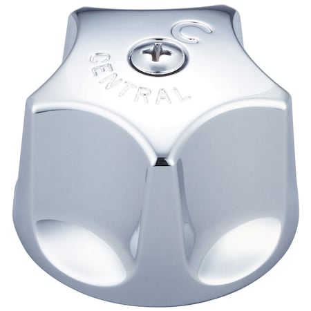 Central Brass Round Fluted Handle With Screw-Cold, Polished Chrome G-398-C